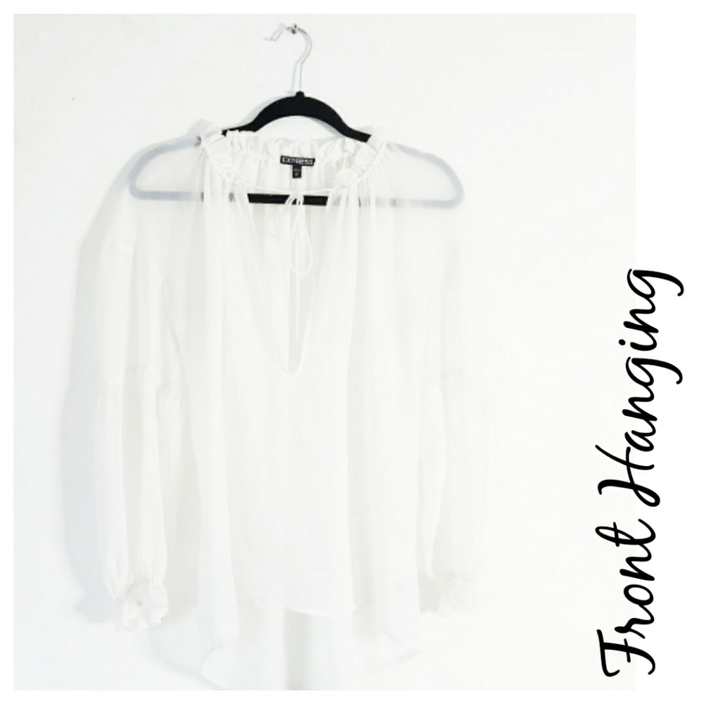 💥NWOT - Express Sheer Long Sleeve Blouse - Picture 5 of 10